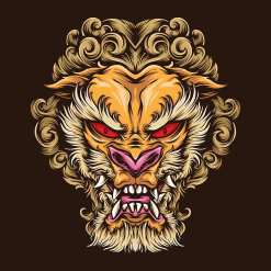 Japanese Lion Tattoo Image Wooden Puzzle