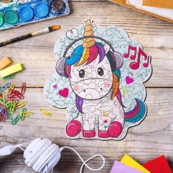 Unicorn Playing Music Image Wooden Puzzle