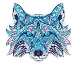 Blue Wolf Image Wooden Puzzle