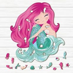 Pink Mermaid Image Wooden Puzzle